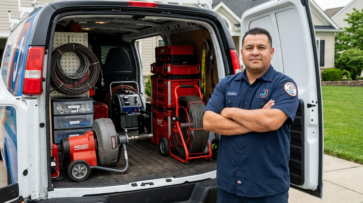 Professional drain cleaning equipment and Johns Plumbing LLC plumber in Rector