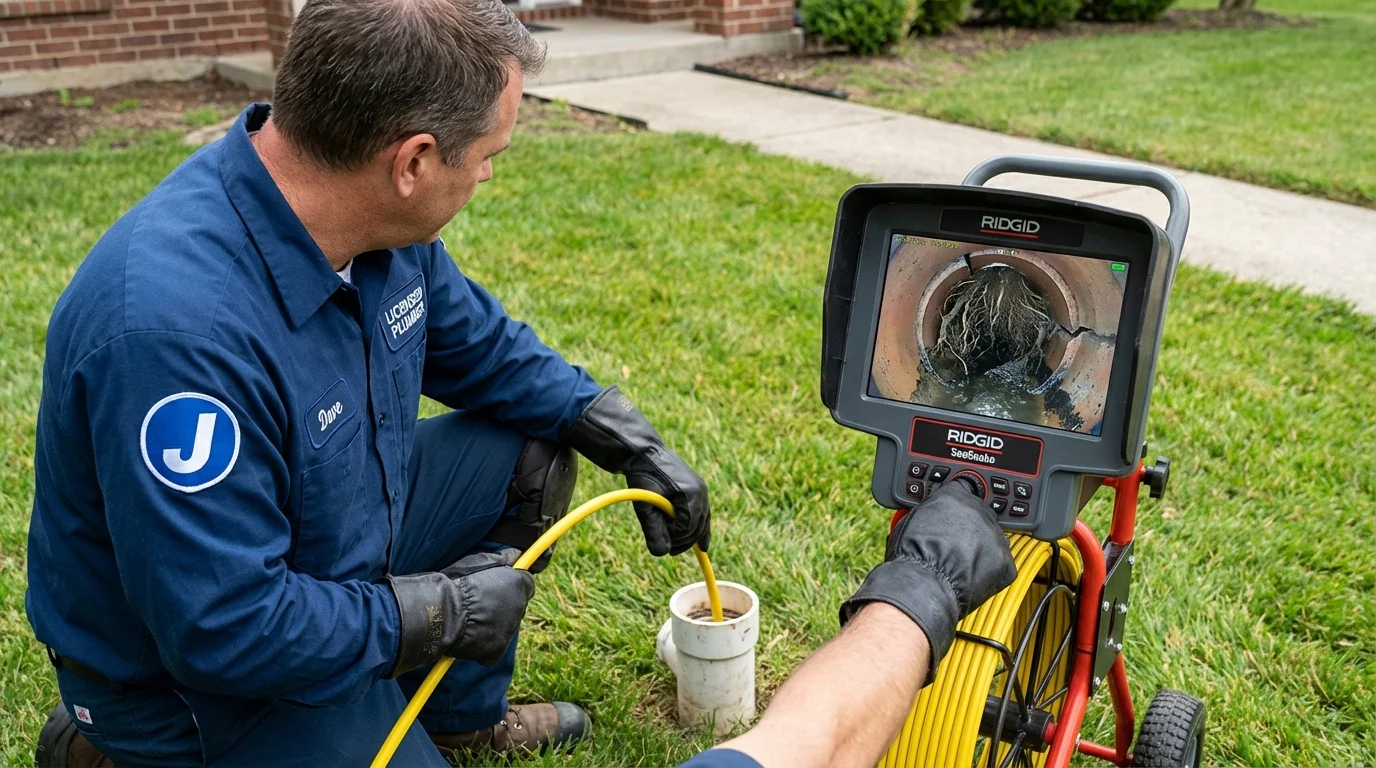 Sewer camera inspection being performed by Johns Plumbing LLC in Rector