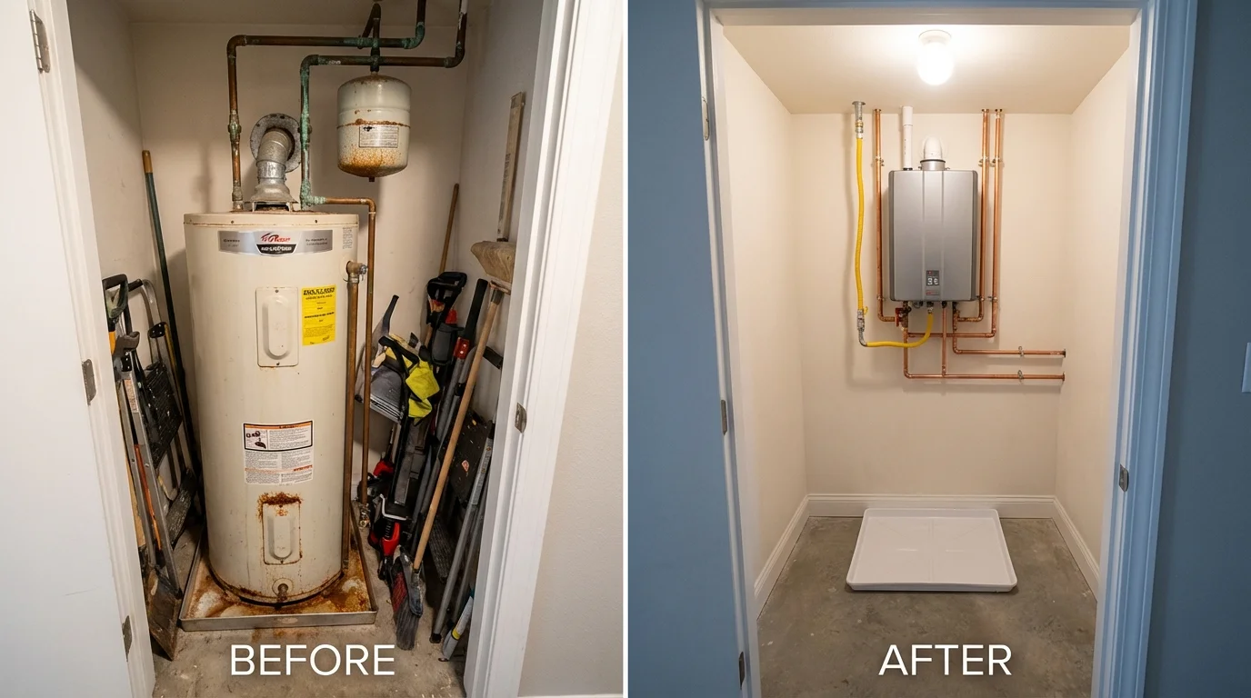 Tank water heater versus wall-mounted tankless unit comparison for Rector, AR homeowners